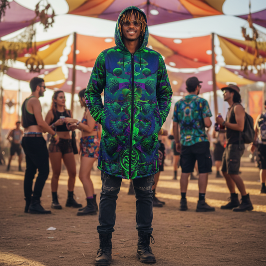 Shroom Flower of Life Dark Green Cloak