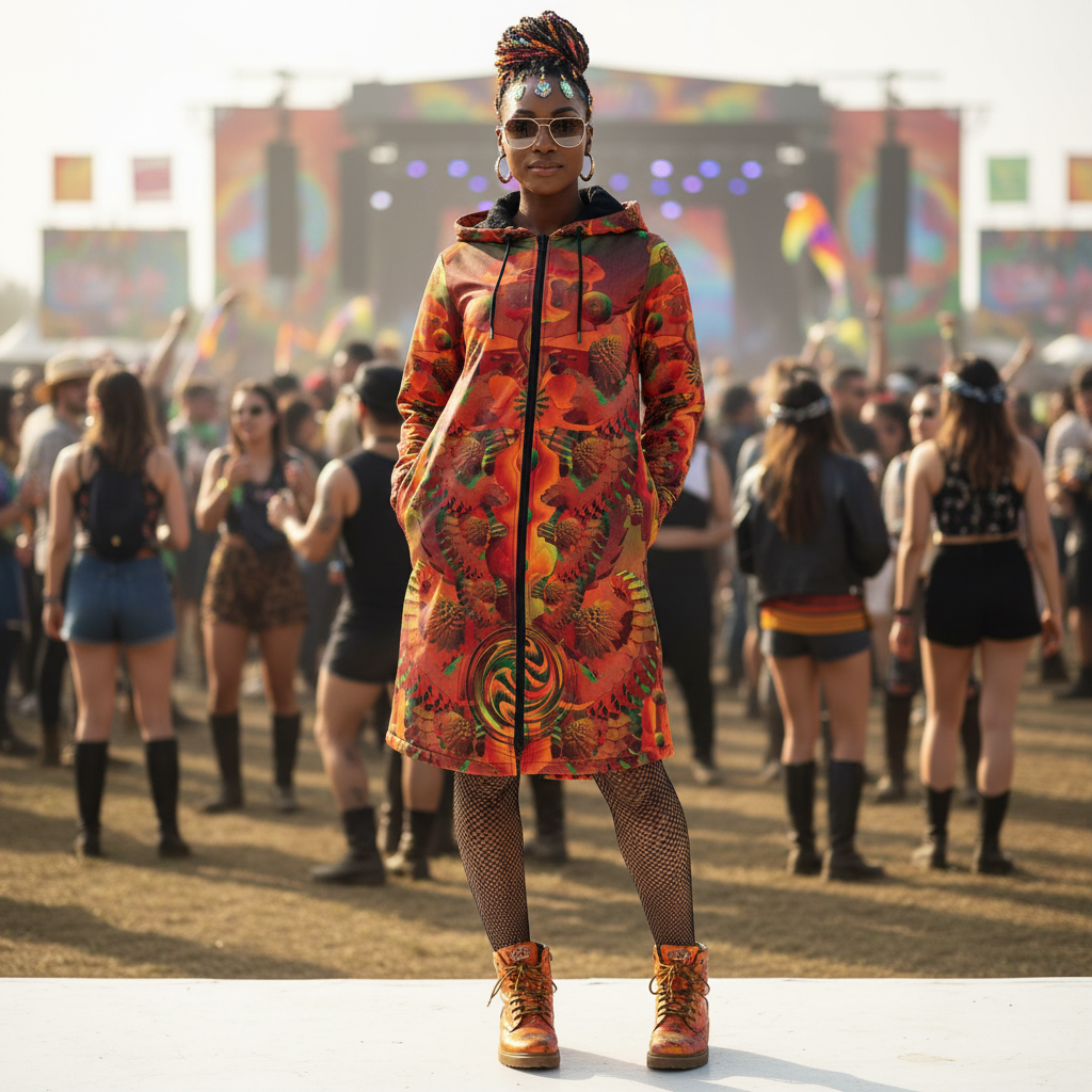 Shroom Flower of Life Orange Cloak