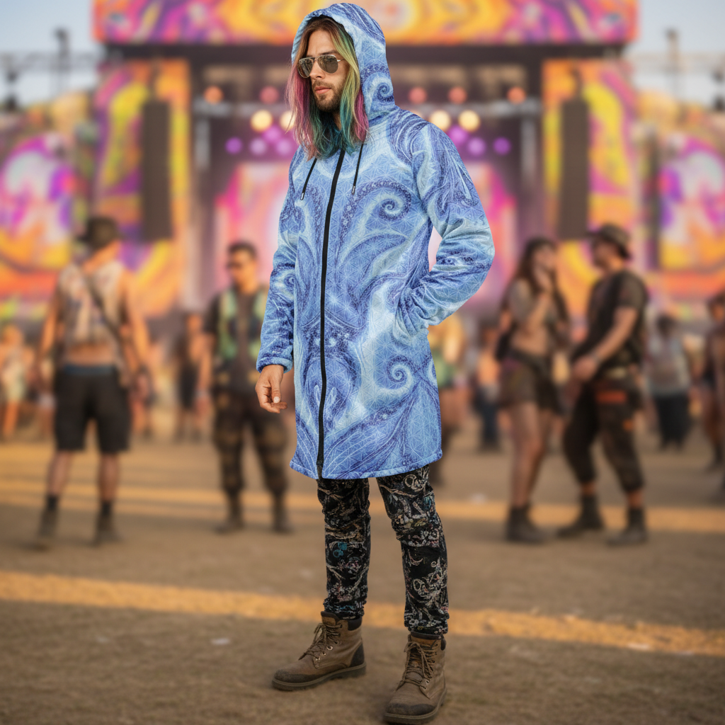 Blue Cosmic Flower of Life Cloak