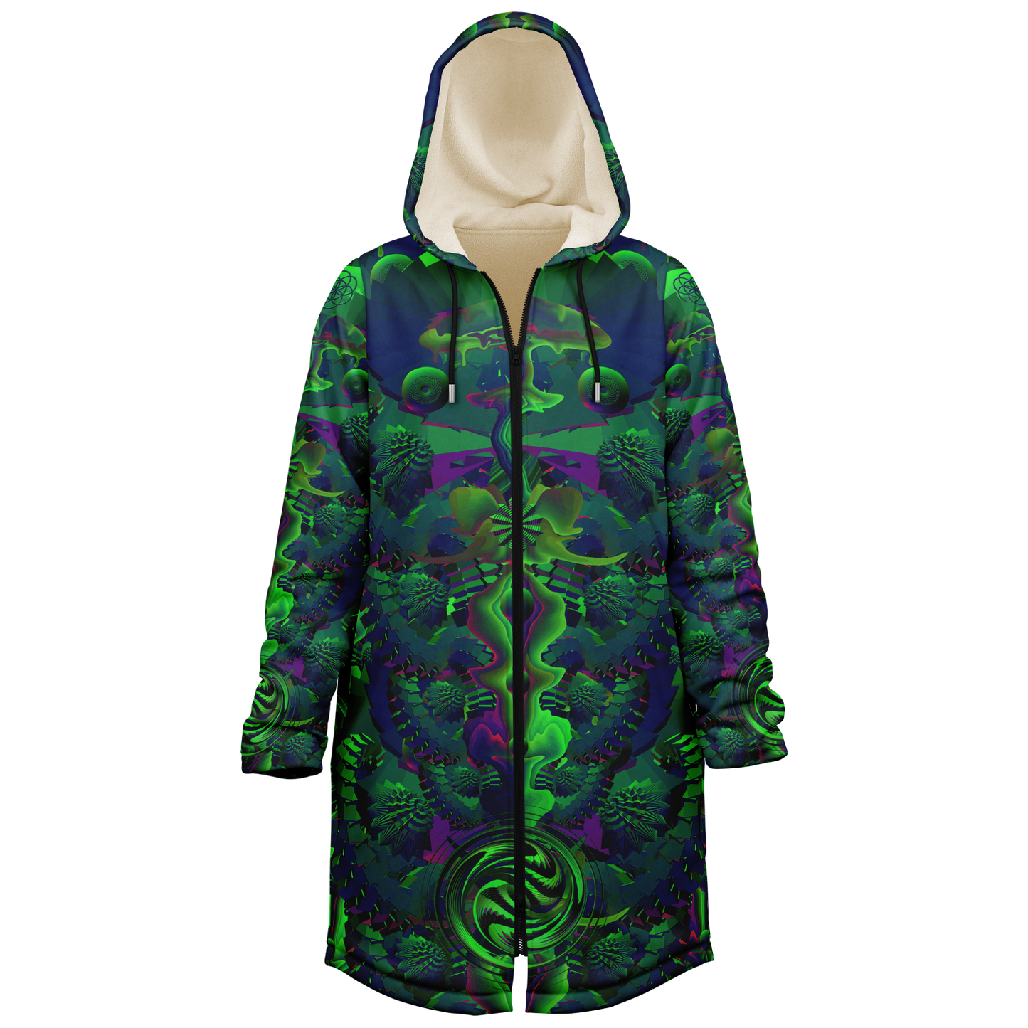 Shroom Flower of Life Dark Green Cloak