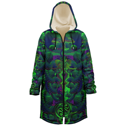 Shroom Flower of Life Dark Green Cloak