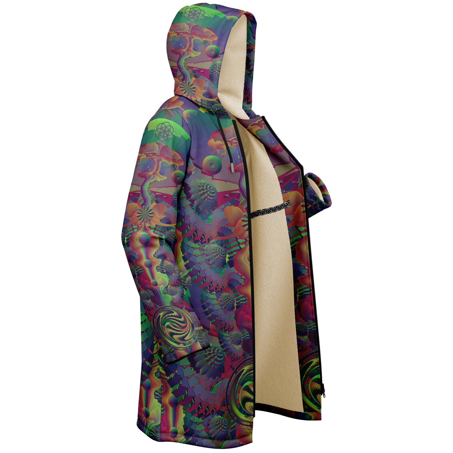 Shroom Flower of Life Dark Rainbow Cloak