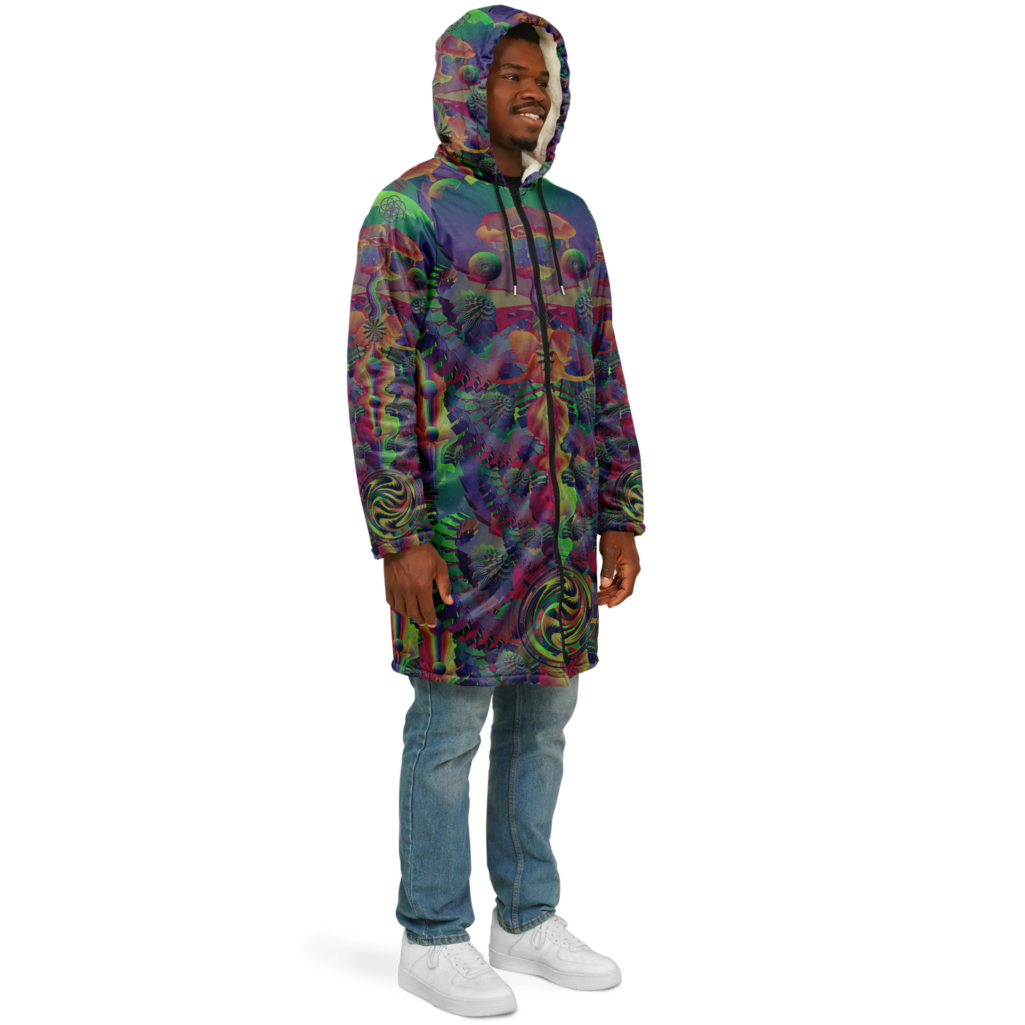 Shroom Flower of Life Dark Rainbow Cloak