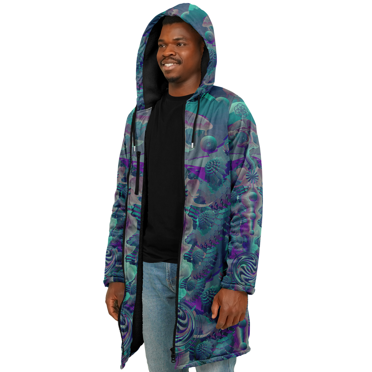 Shroom Flower of Life Teal Cloak
