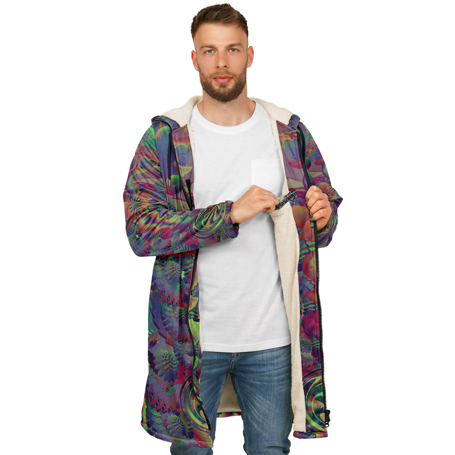Shroom Flower of Life Dark Rainbow Cloak