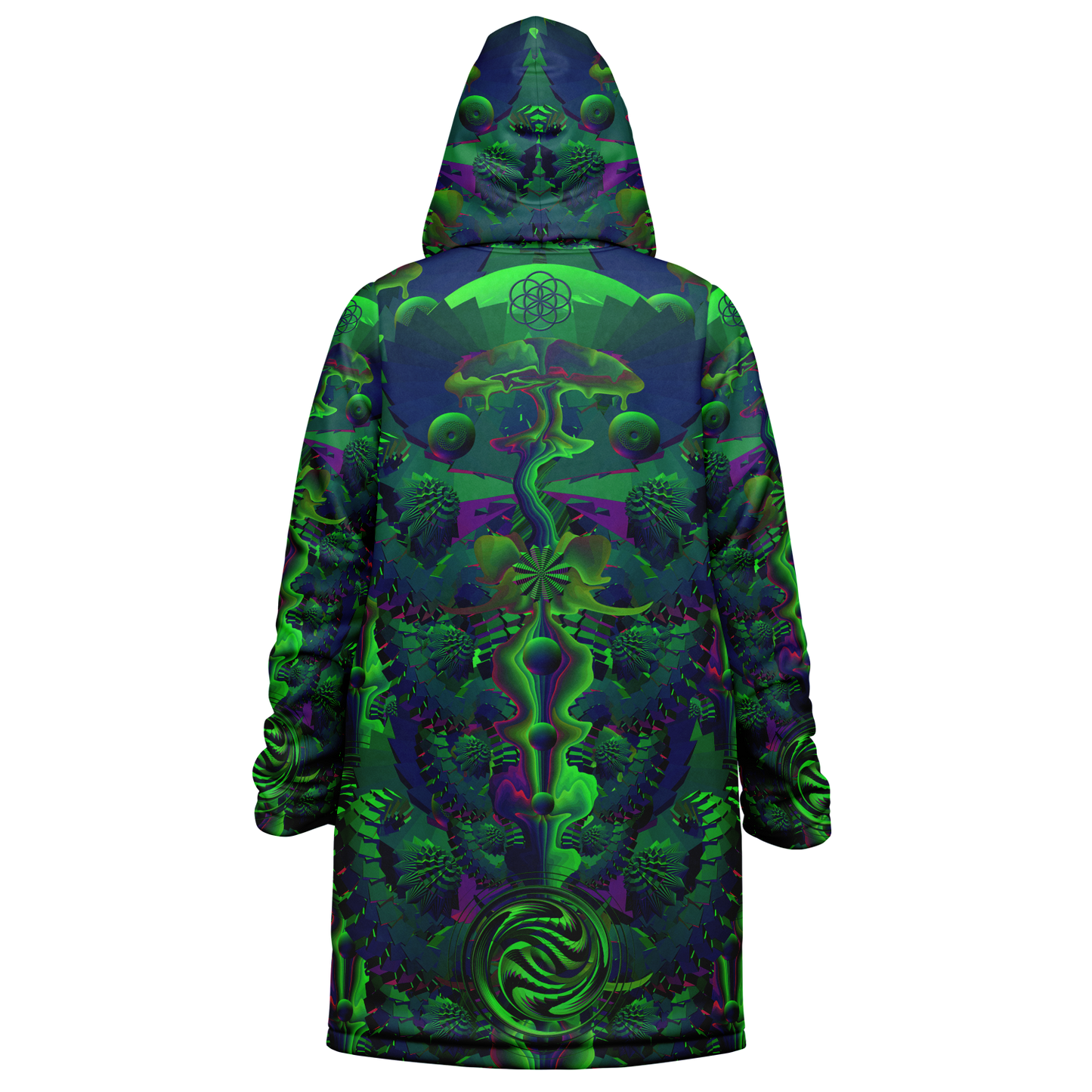 Shroom Flower of Life Dark Green Cloak