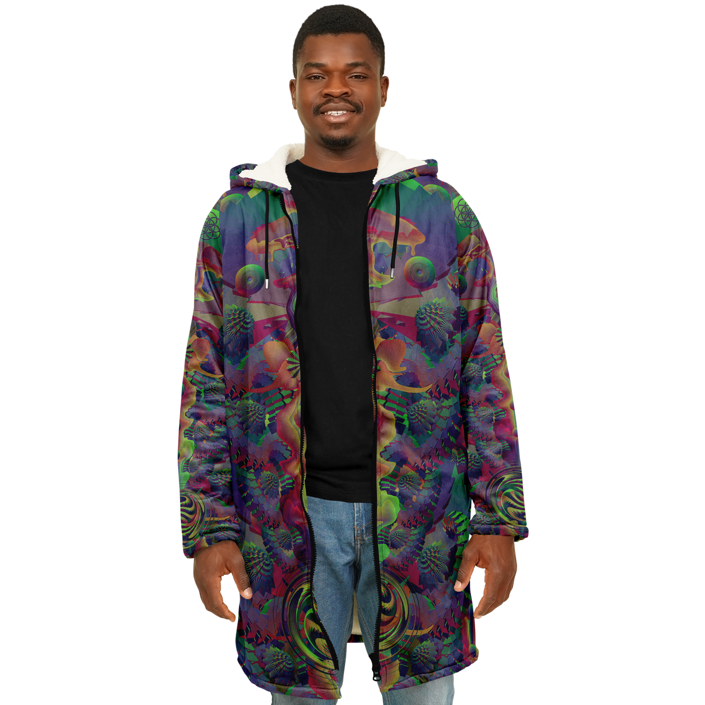 Shroom Flower of Life Dark Rainbow Cloak