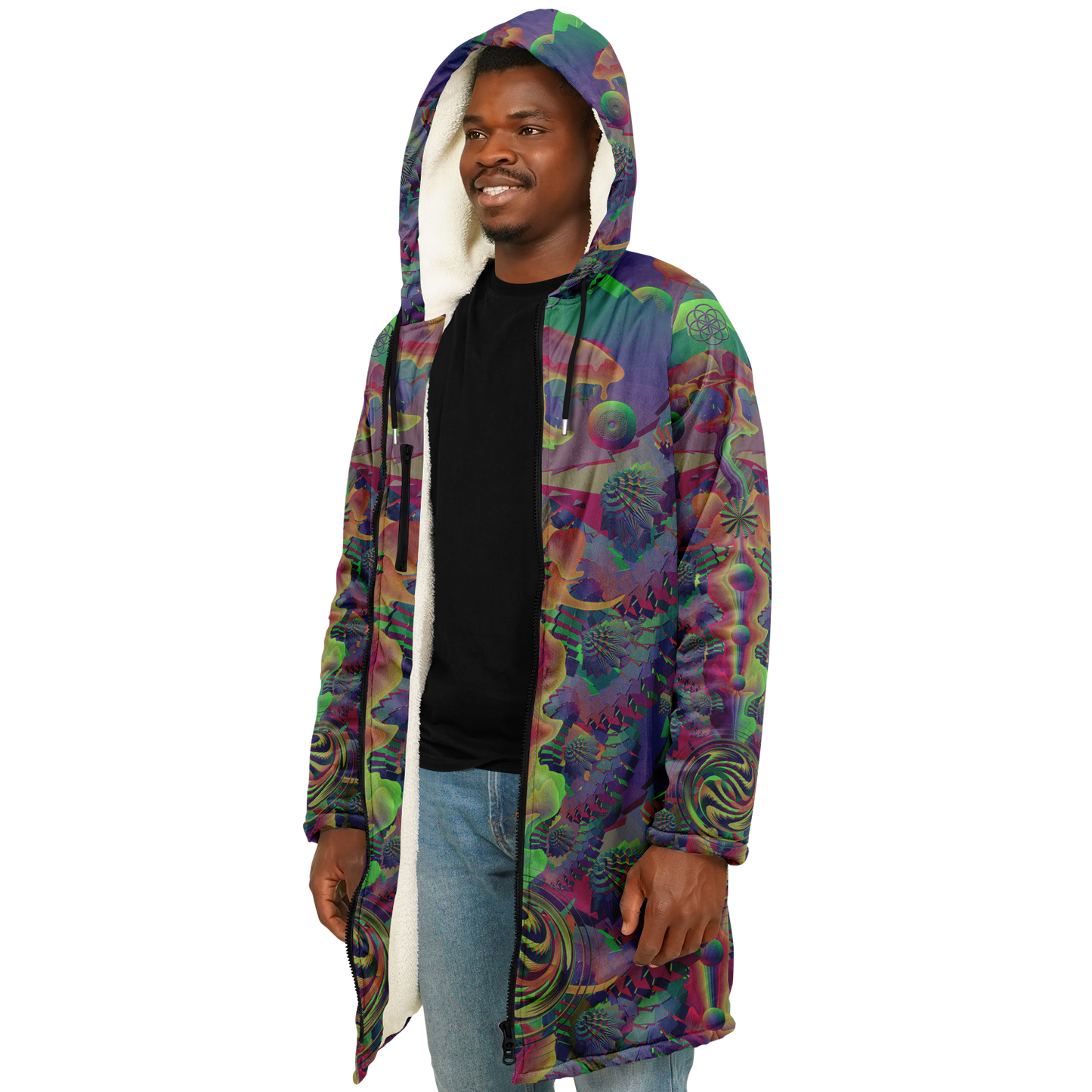 Shroom Flower of Life Dark Rainbow Cloak