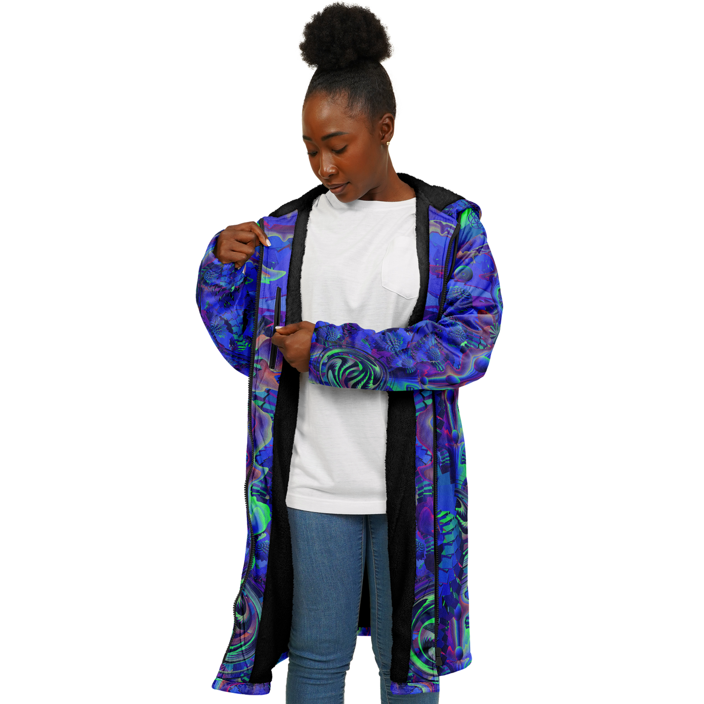 Shroom Flower of Life Blue Cloak