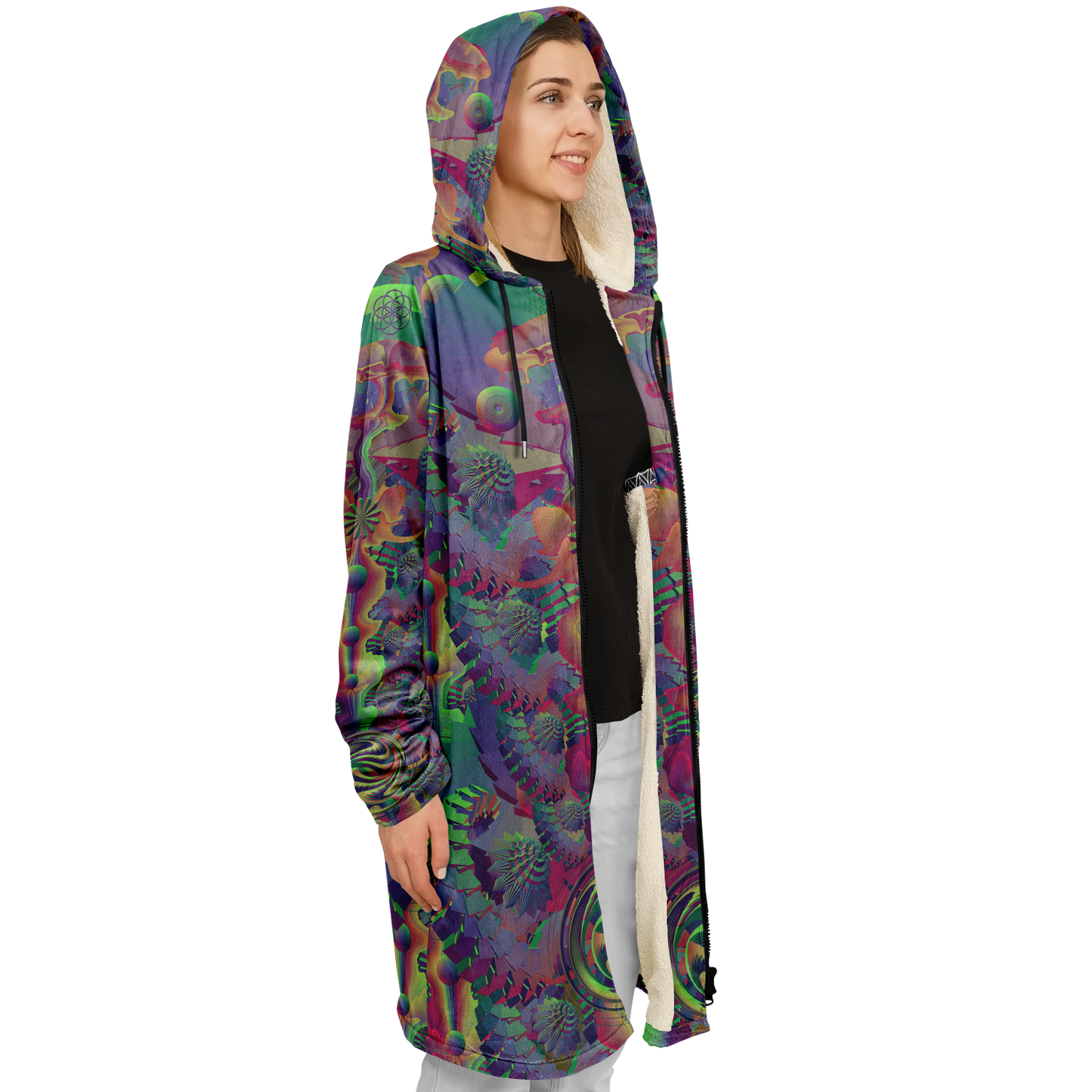 Shroom Flower of Life Dark Rainbow Cloak
