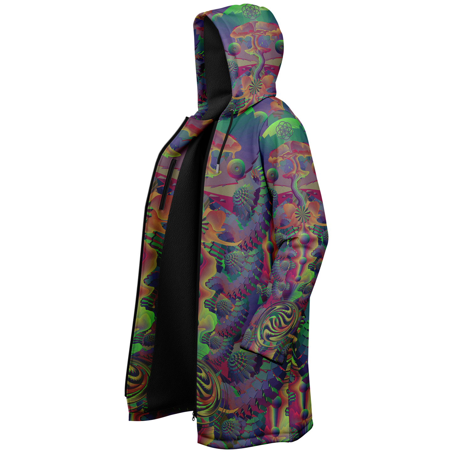 Shroom Flower of Life Dark Rainbow Cloak