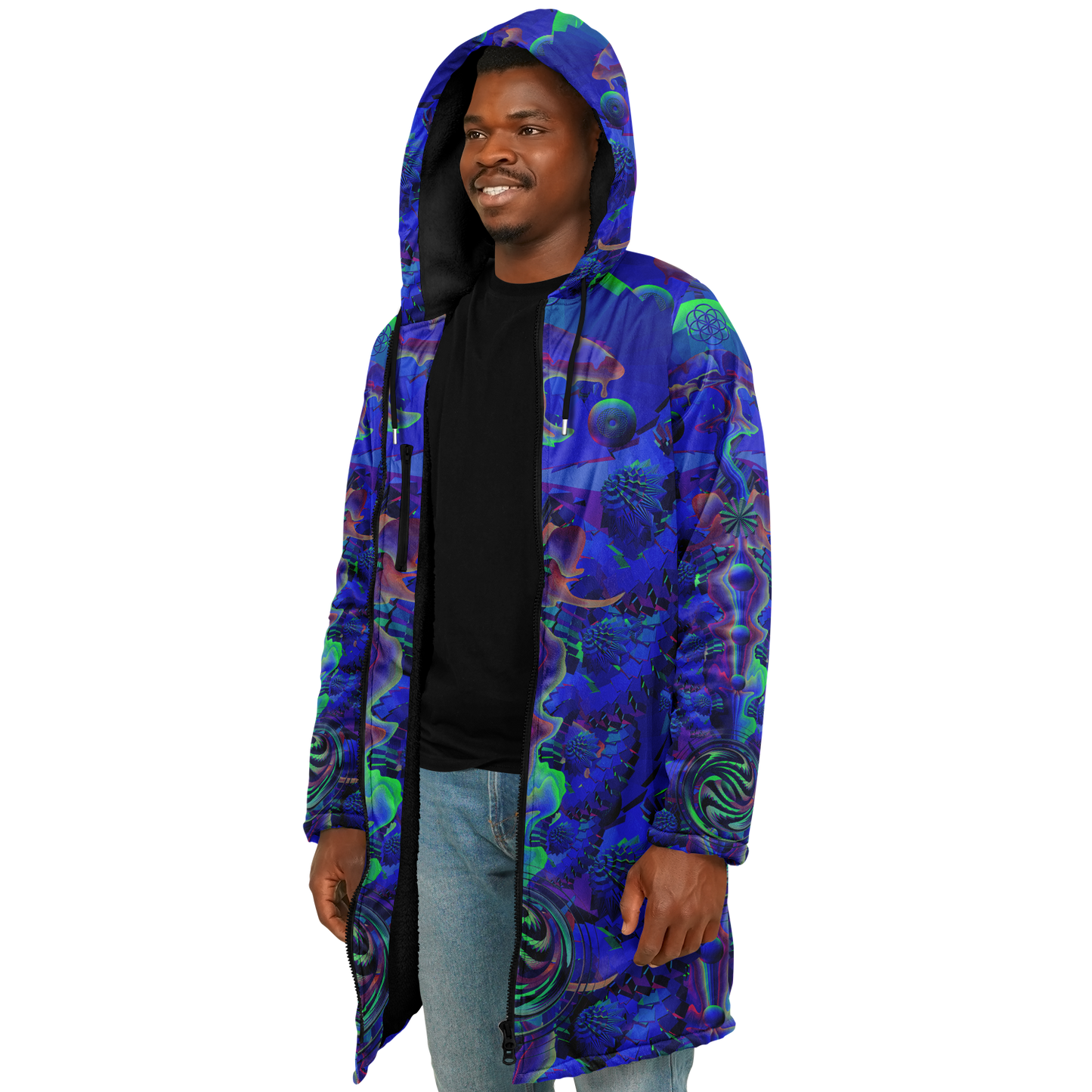 Shroom Flower of Life Blue Cloak