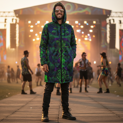 Shroom Flower of Life Dark Green Cloak
