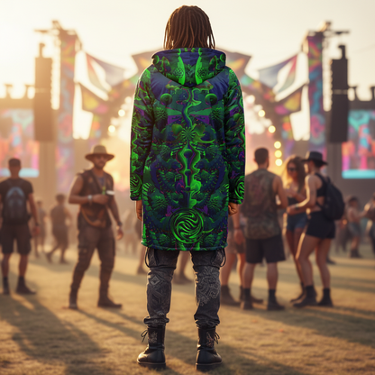 Shroom Flower of Life Dark Green Cloak