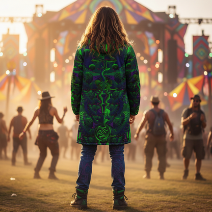 Shroom Flower of Life Dark Green Cloak