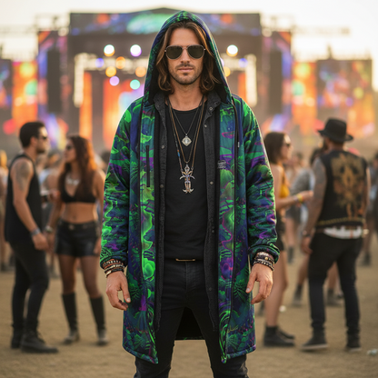 Shroom Flower of Life Dark Green Cloak