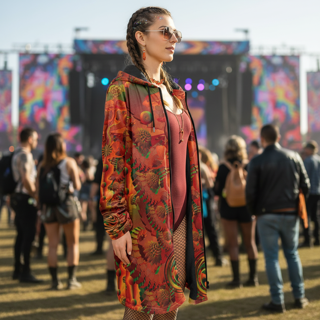 Shroom Flower of Life Orange Cloak