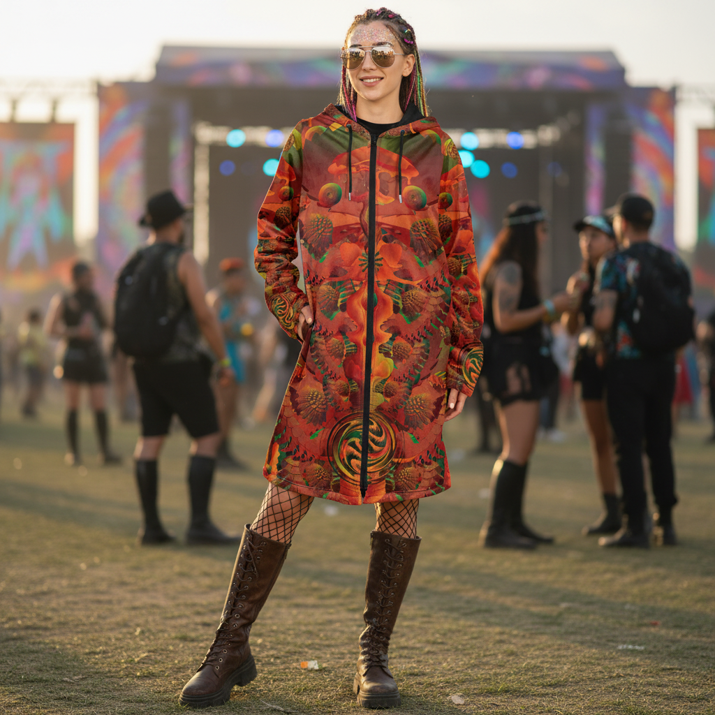 Shroom Flower of Life Orange Cloak