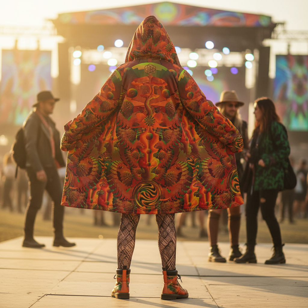 Shroom Flower of Life Orange Cloak