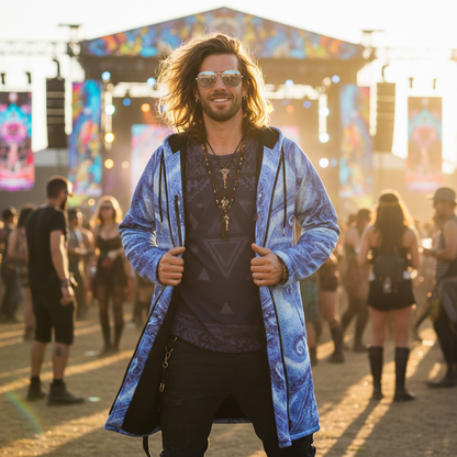 Blue Cosmic Flower of Life Cloak