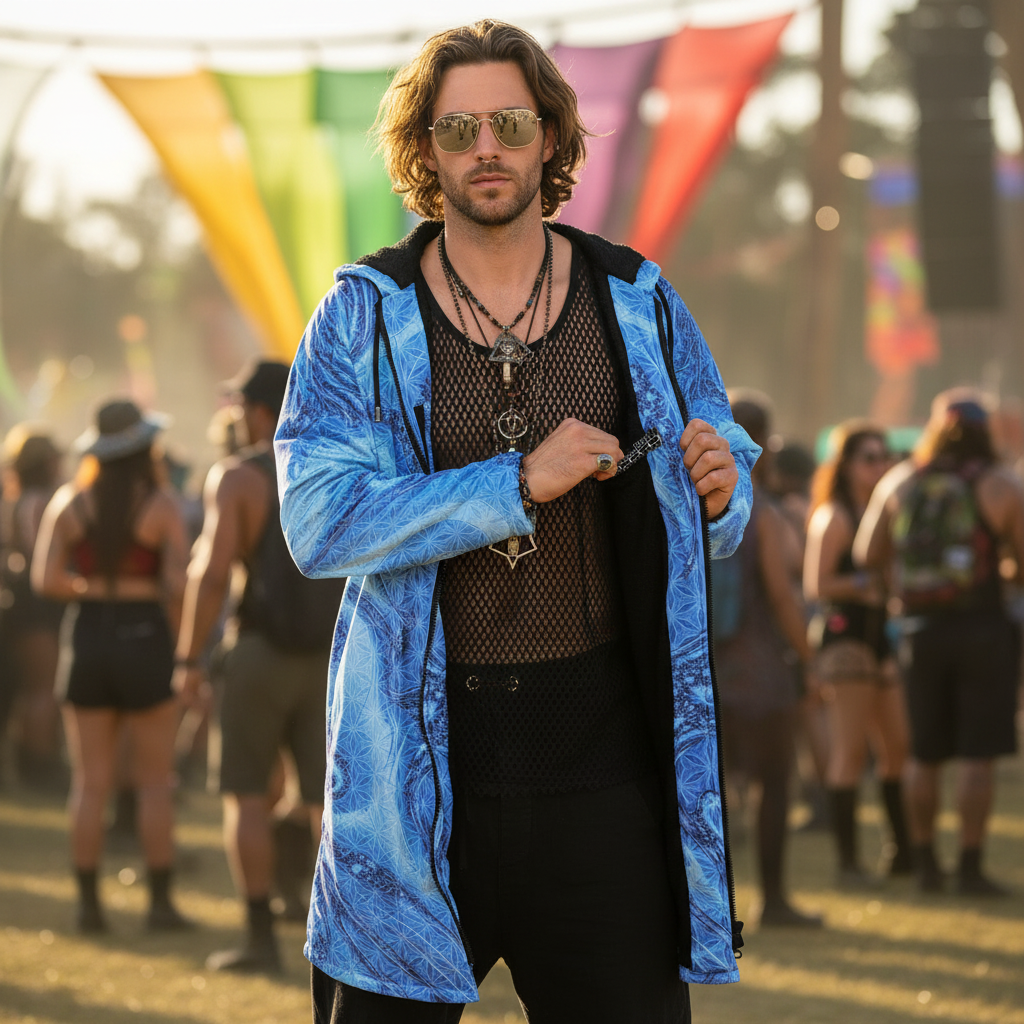 Blue Cosmic Flower of Life Cloak