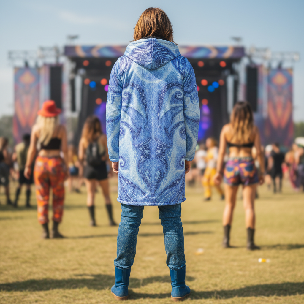 Blue Cosmic Flower of Life Cloak