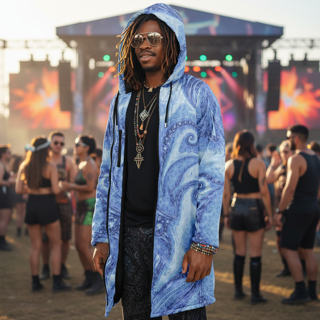 Blue Cosmic Flower of Life Cloak