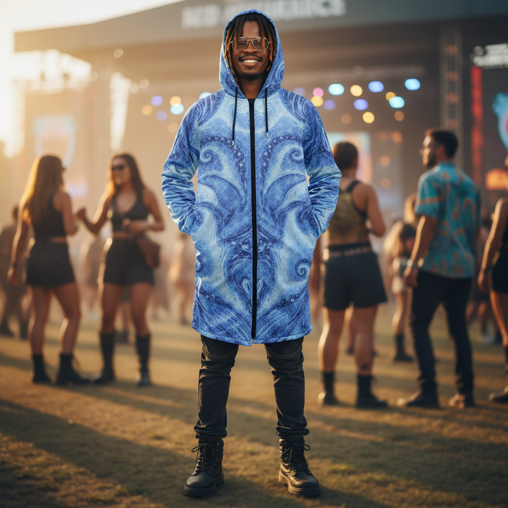 Blue Cosmic Flower of Life Cloak