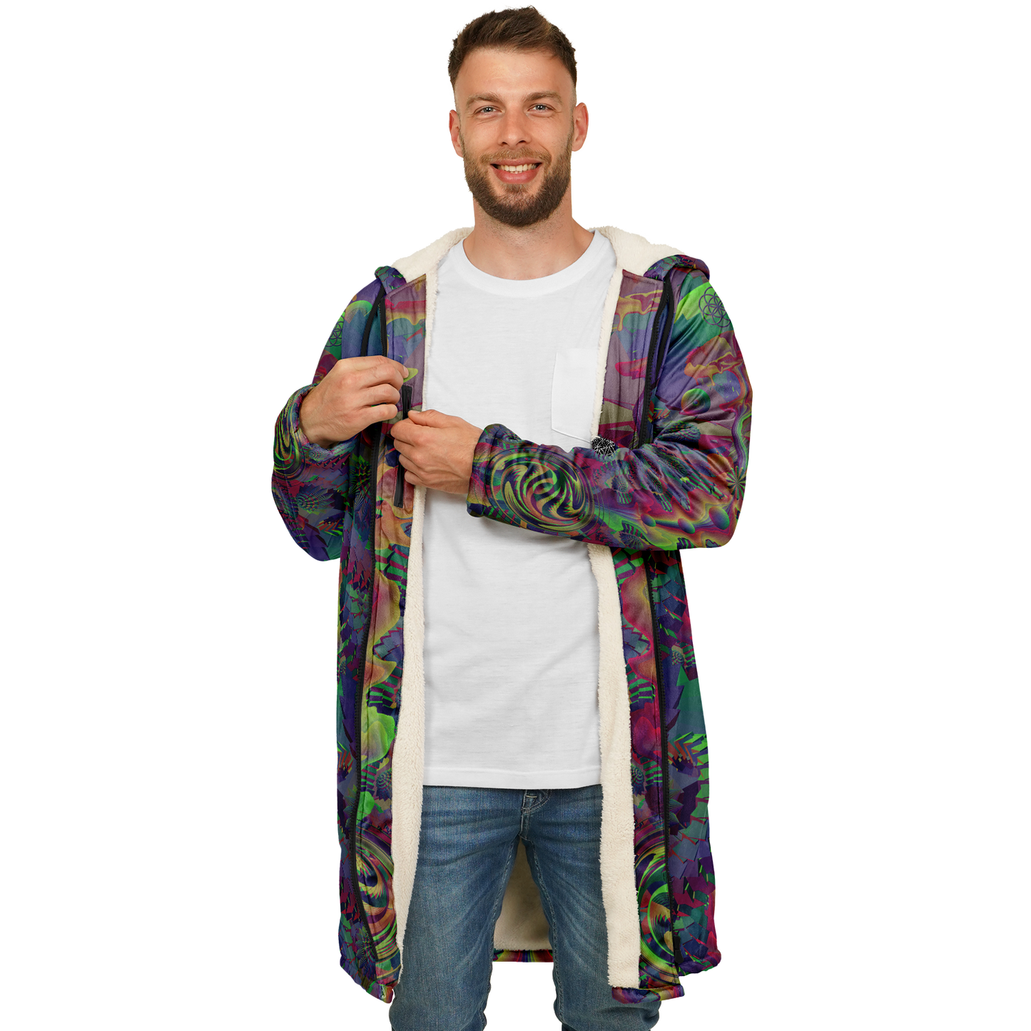 Shroom Flower of Life Dark Rainbow Cloak