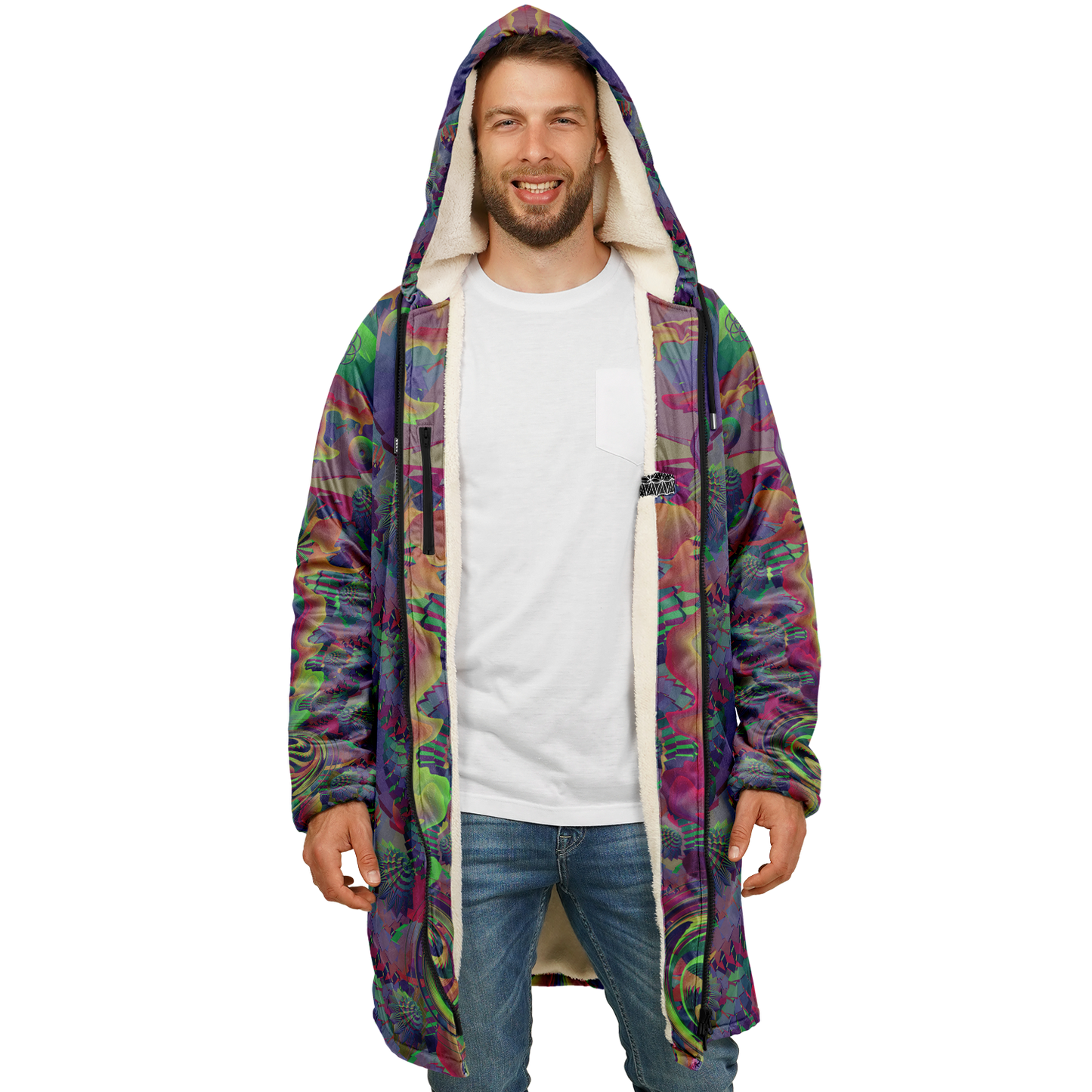 Shroom Flower of Life Dark Rainbow Cloak