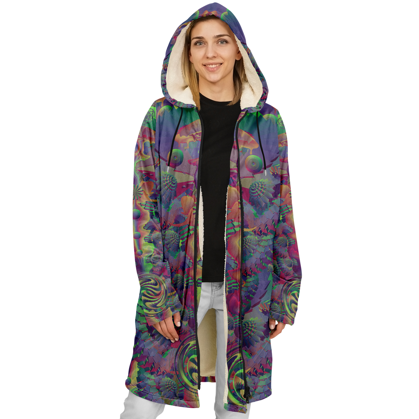 Shroom Flower of Life Dark Rainbow Cloak